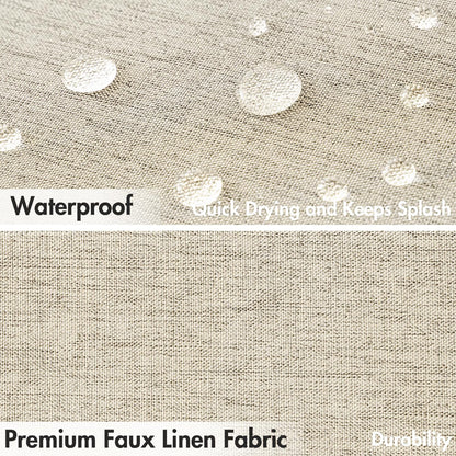 Beige Scalloped Shower Curtain Linen Textured with 12 Metal Hooks Cute Heavy Duty Washable Waterproof Neutral Thick Cloth Shower Curtains with Black Border for Bathroom Bathtub,W72*L72 Cream