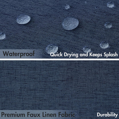 Beige Scalloped Shower Curtain Linen Textured with 12 Metal Hooks Cute Heavy Duty Washable Waterproof Neutral Thick Cloth Shower Curtains with Black Border for Bathroom Bathtub,W72*L72 Cream