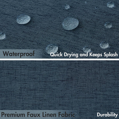 Beige Scalloped Shower Curtain Linen Textured with 12 Metal Hooks Cute Heavy Duty Washable Waterproof Neutral Thick Cloth Shower Curtains with Black Border for Bathroom Bathtub,W72*L72 Cream