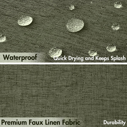 Beige Scalloped Shower Curtain Linen Textured with 12 Metal Hooks Cute Heavy Duty Washable Waterproof Neutral Thick Cloth Shower Curtains with Black Border for Bathroom Bathtub,W72*L72 Cream