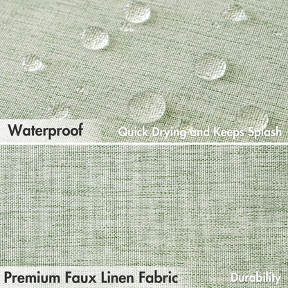 Beige Scalloped Shower Curtain Linen Textured with 12 Metal Hooks Cute Heavy Duty Washable Waterproof Neutral Thick Cloth Shower Curtains with Black Border for Bathroom Bathtub,W72*L72 Cream
