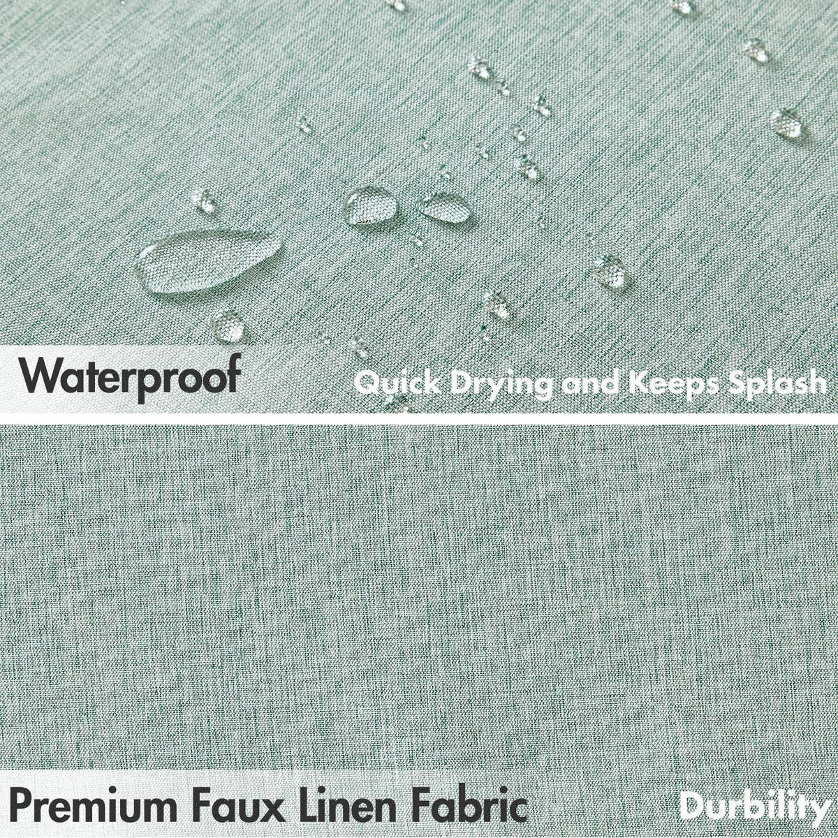 Beige Scalloped Shower Curtain Linen Textured with 12 Metal Hooks Cute Heavy Duty Washable Waterproof Neutral Thick Cloth Shower Curtains with Black Border for Bathroom Bathtub,W72*L72 Cream