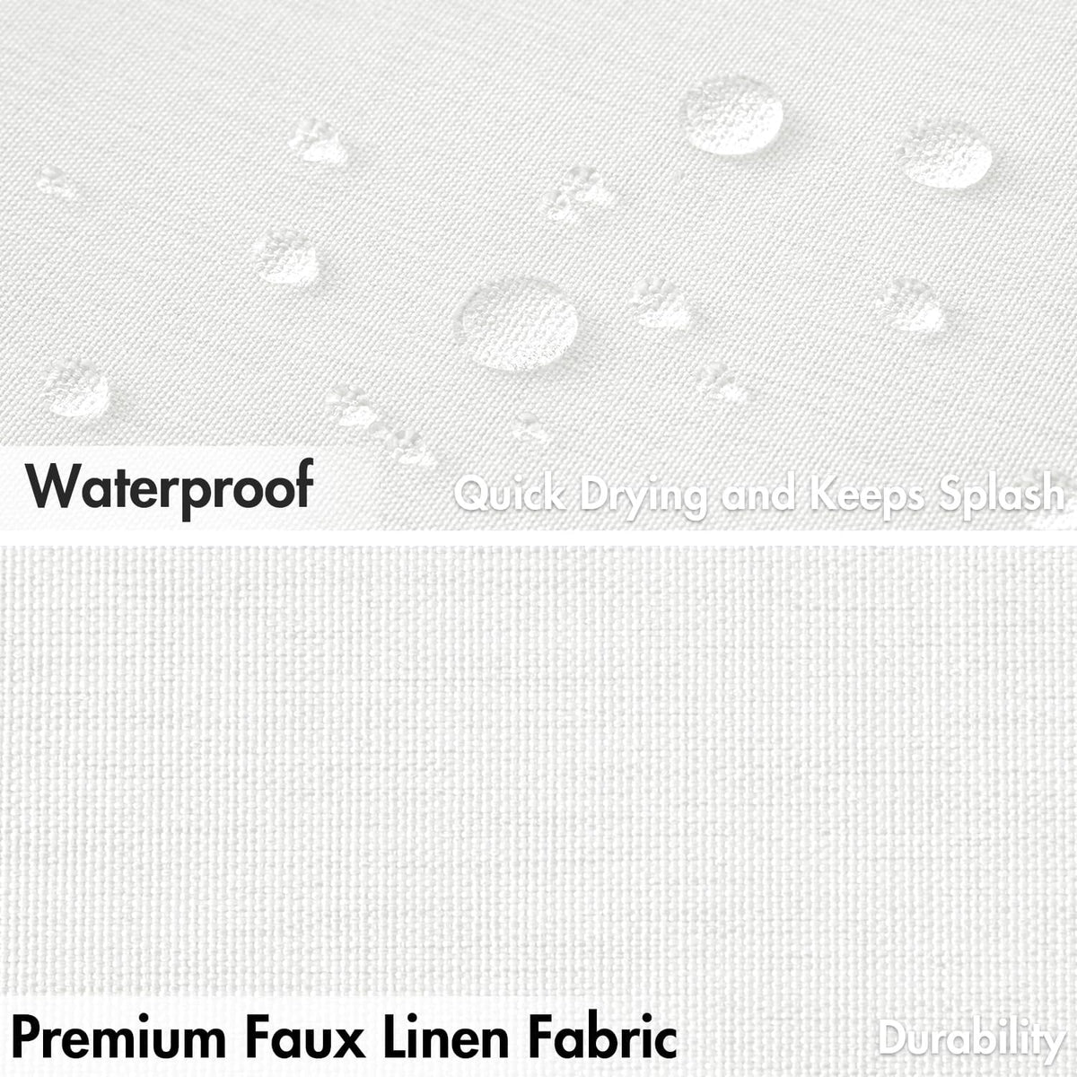 Beige Scalloped Shower Curtain Linen Textured with 12 Metal Hooks Cute Heavy Duty Washable Waterproof Neutral Thick Cloth Shower Curtains with Black Border for Bathroom Bathtub,W72*L72 Cream