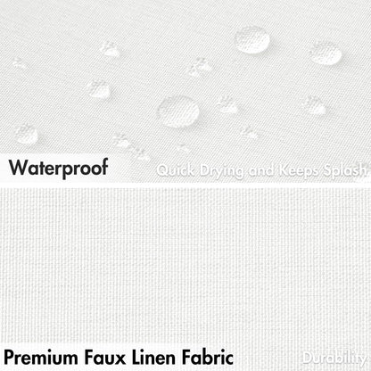 Beige Scalloped Shower Curtain Linen Textured with 12 Metal Hooks Cute Heavy Duty Washable Waterproof Neutral Thick Cloth Shower Curtains with Black Border for Bathroom Bathtub,W72*L72 Cream