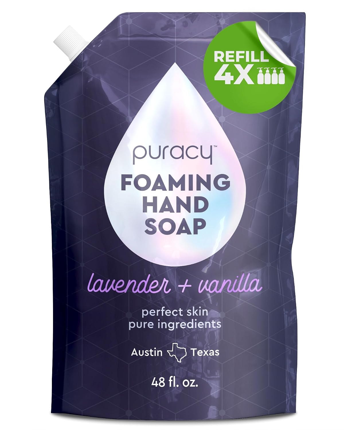 Foaming Hand Soap Refill - Plant-Powered Natural Hand Soap As Seen on TikTok, Non-Toxic, Sulfate-Free Liquid Soap, Moisturizing Foam Handwash Liquid (Lavender & Vanilla, 48 fl oz)