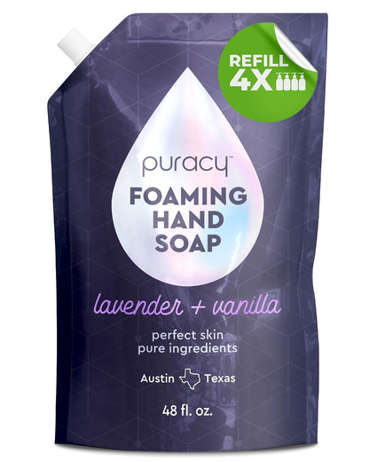 Foaming Hand Soap Refill - Plant-Powered Natural Hand Soap As Seen on TikTok, Non-Toxic, Sulfate-Free Liquid Soap, Moisturizing Foam Handwash Liquid (Lavender & Vanilla, 48 fl oz)