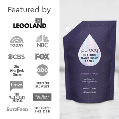 Foaming Hand Soap Refill - Plant-Powered Natural Hand Soap As Seen on TikTok, Non-Toxic, Sulfate-Free Liquid Soap, Moisturizing Foam Handwash Liquid (Lavender & Vanilla, 48 fl oz)