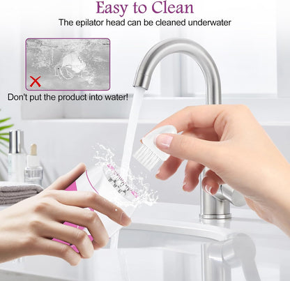 Epilator for Women, Smooth Glide Facial Hair Remover with 2 Speed & LED Light, Rechargeable Cordless Electric Epilator for Face, Bikini, Underarms, Arms, and Legs, Painless & Portable