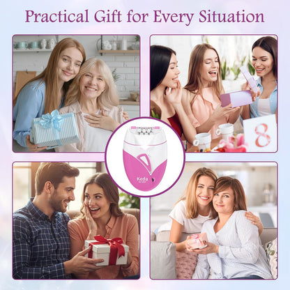 Epilator for Women, Smooth Glide Facial Hair Remover with 2 Speed & LED Light, Rechargeable Cordless Electric Epilator for Face, Bikini, Underarms, Arms, and Legs, Painless & Portable