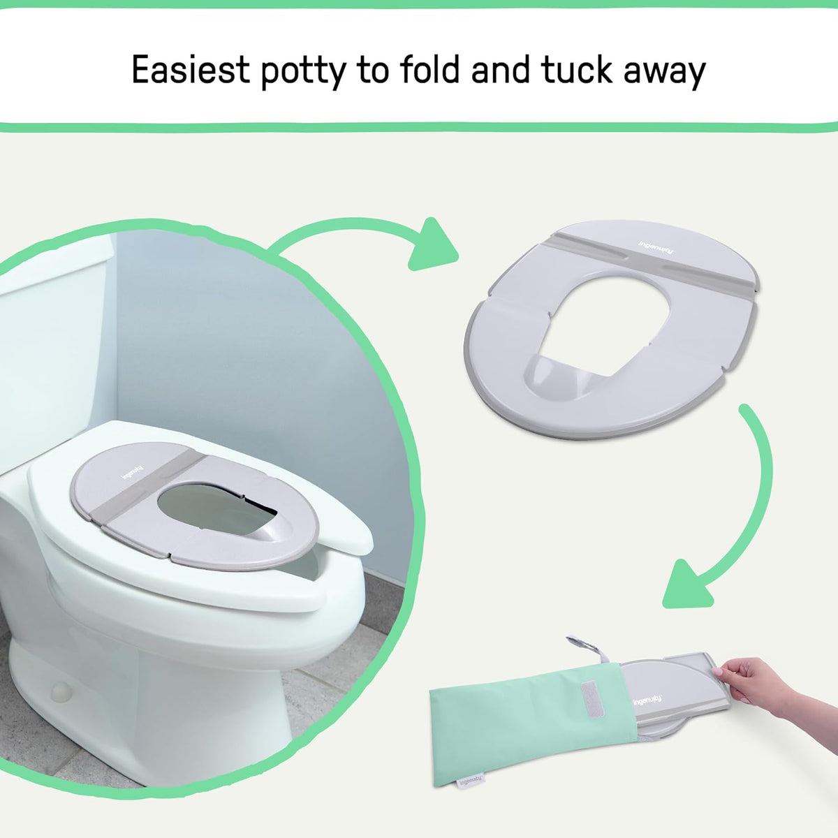 ity Flip & Sit Potty Seat (White) – Easy to Set Up & Remove Potty Training Seat That Attaches to Adult Toilet Seat