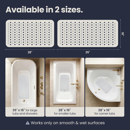 Bathtub Mat Non Slip 35x16 Shower Mat Non Slip Anti Mold BPA Free