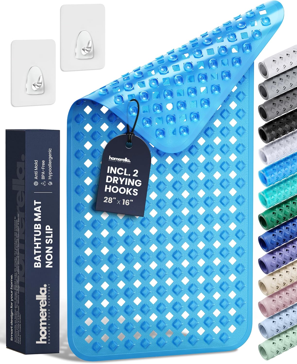 Bathtub Mat Non Slip 35x16 Shower Mat Non Slip Anti Mold BPA Free