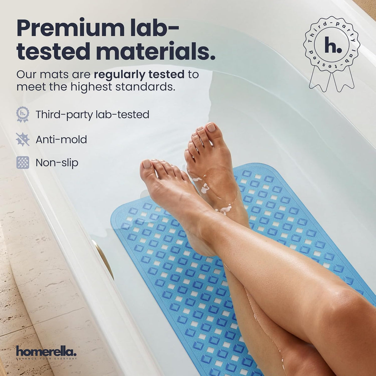 Bathtub Mat Non Slip 35x16 Shower Mat Non Slip Anti Mold BPA Free