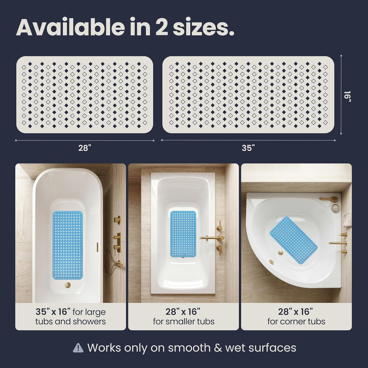 Bathtub Mat Non Slip 35x16 Shower Mat Non Slip Anti Mold BPA Free