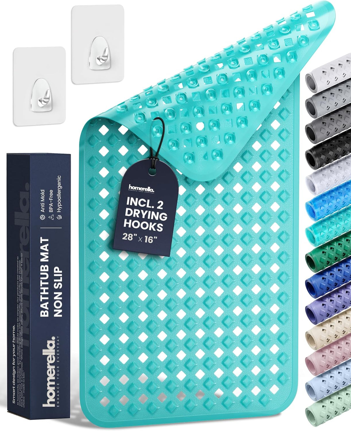 Bathtub Mat Non Slip 35x16 Shower Mat Non Slip Anti Mold BPA Free