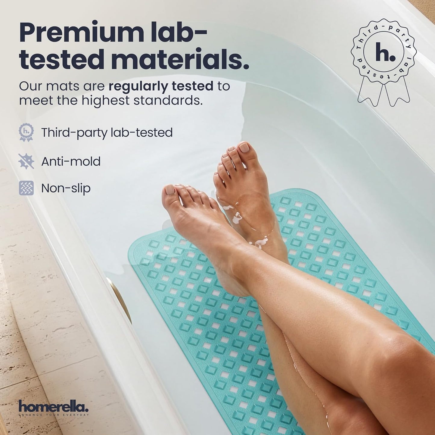 Bathtub Mat Non Slip 35x16 Shower Mat Non Slip Anti Mold BPA Free
