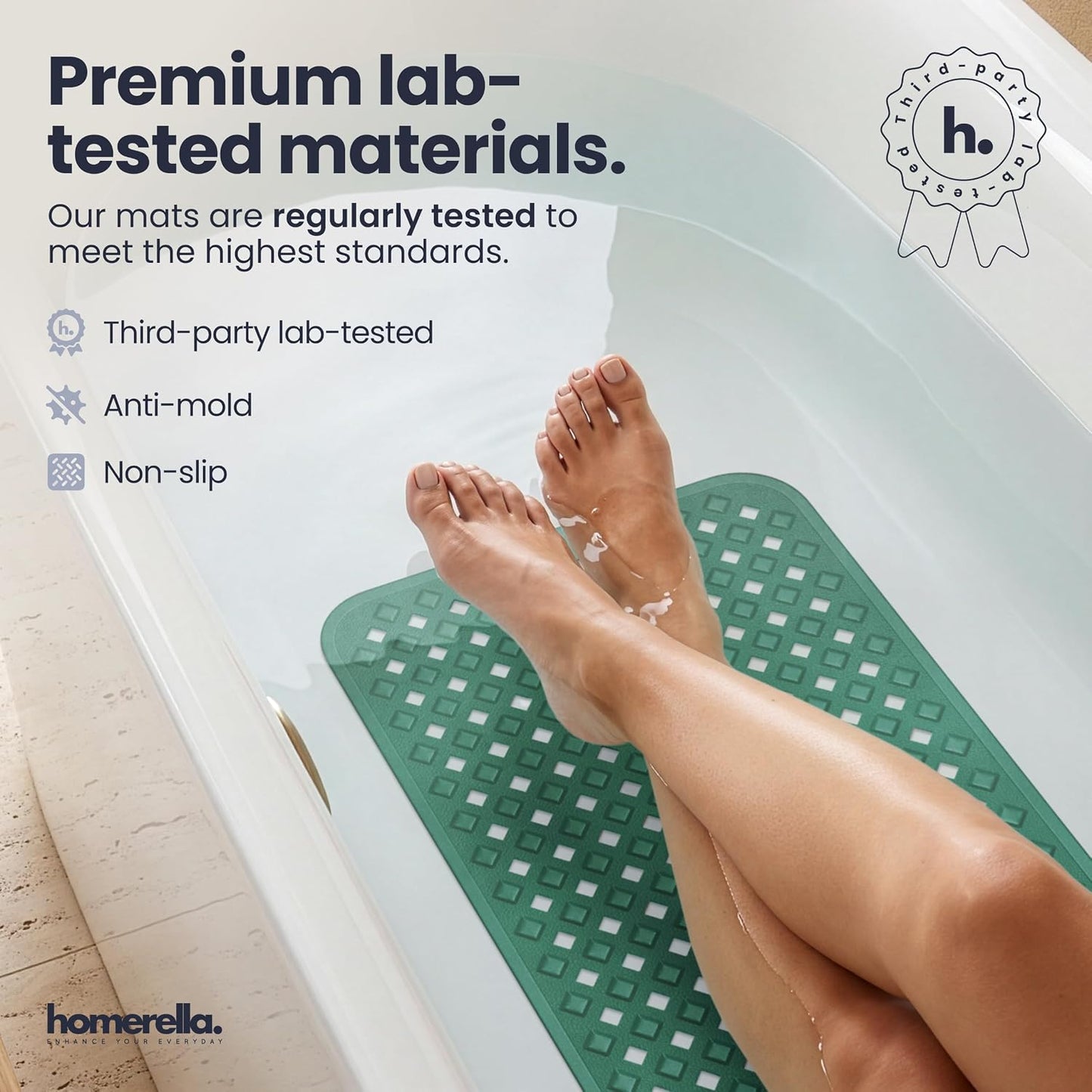 Bathtub Mat Non Slip 35x16 Shower Mat Non Slip Anti Mold BPA Free