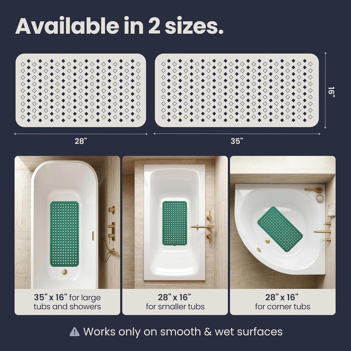 Bathtub Mat Non Slip 35x16 Shower Mat Non Slip Anti Mold BPA Free