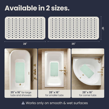 Bathtub Mat Non Slip 35x16 Shower Mat Non Slip Anti Mold BPA Free