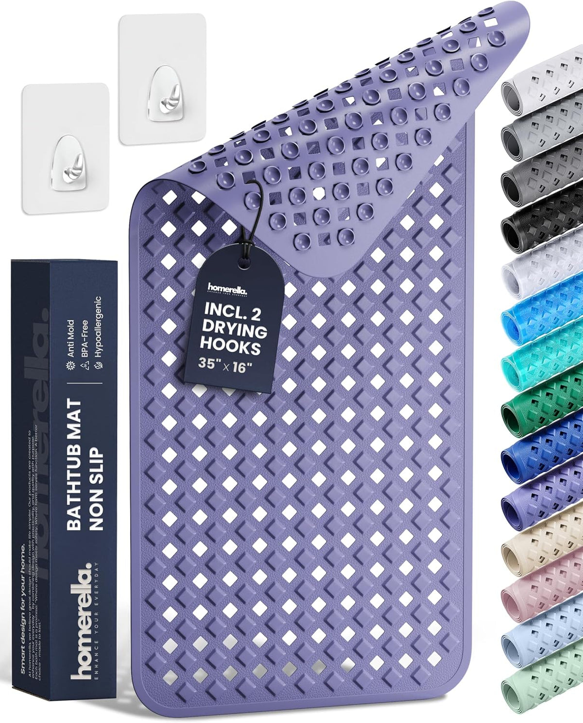 Bathtub Mat Non Slip 35x16 Shower Mat Non Slip Anti Mold BPA Free