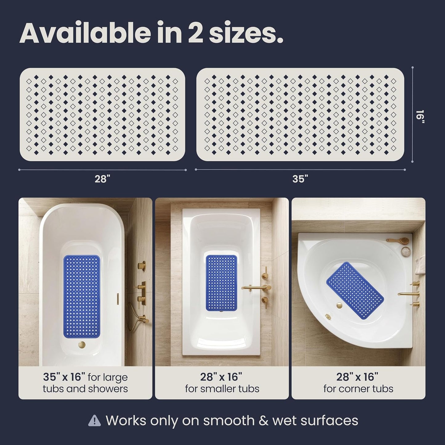 Bathtub Mat Non Slip 35x16 Shower Mat Non Slip Anti Mold BPA Free