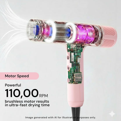HauteAir Digital Professional Hair Dryer | LED Display for Precision Heat Control | Fast-Dry Brushless Motor with Cool Shot | Negative Ion Technology | Lightweight & Self-Cleaning (Blush)