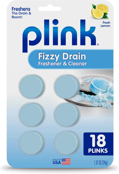 Fizzy Drain Cleaner & Deodorizer Tablets, Lemon Freshener, 18 Count