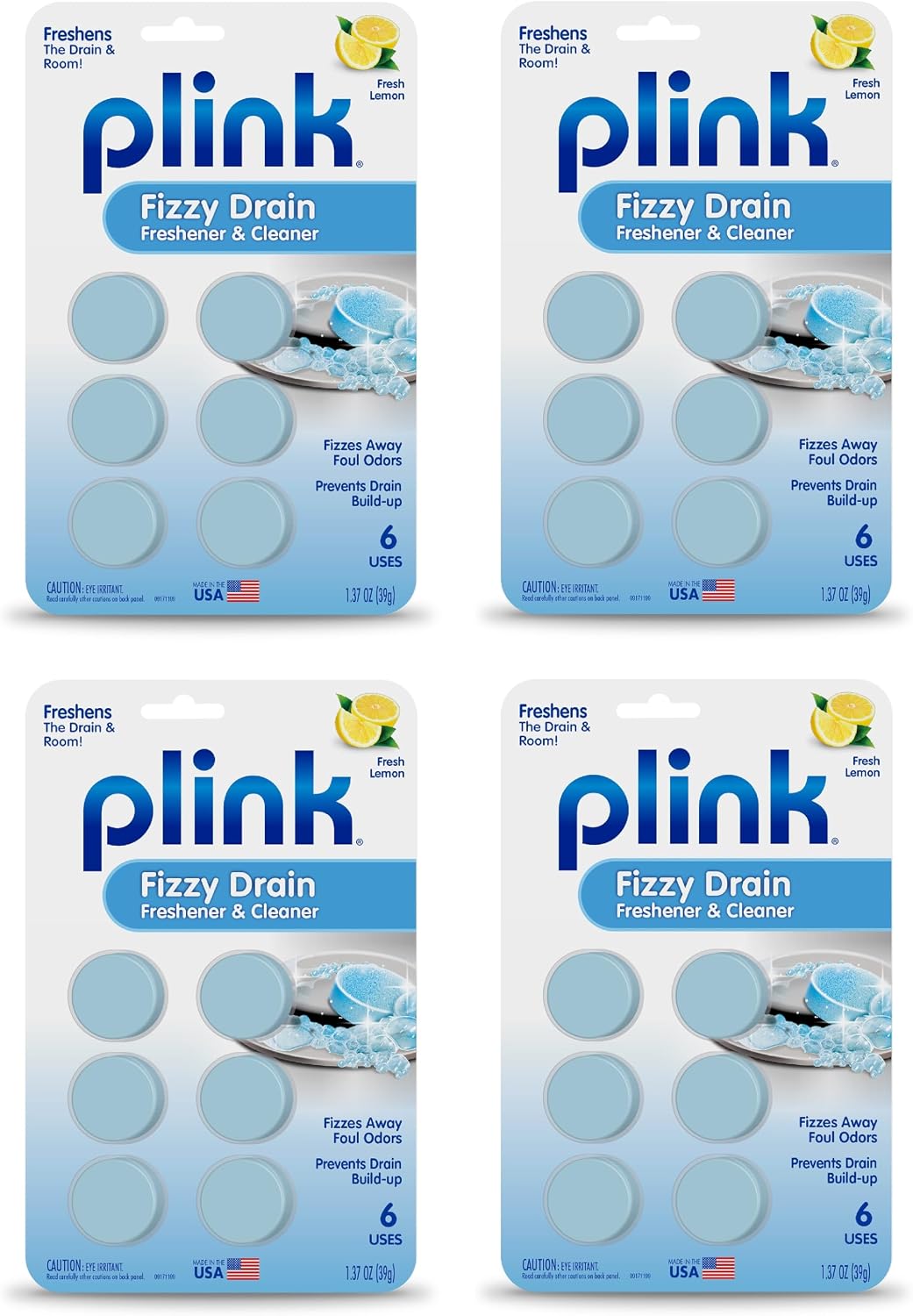 Fizzy Drain Cleaner & Deodorizer Tablets, Lemon Freshener, 18 Count