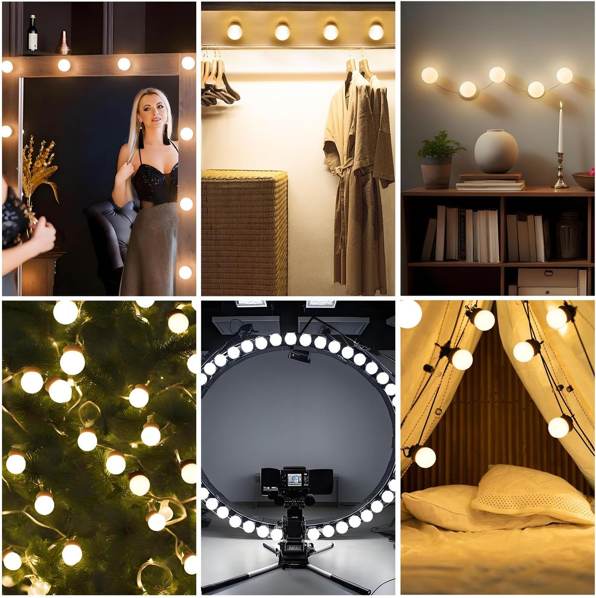 LED Vanity Mirror Lights 10, 3-Color Dimmable Stick-On Makeup Light USB