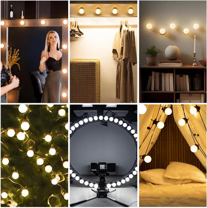 LED Vanity Mirror Lights 10, 3-Color Dimmable Stick-On Makeup Light USB