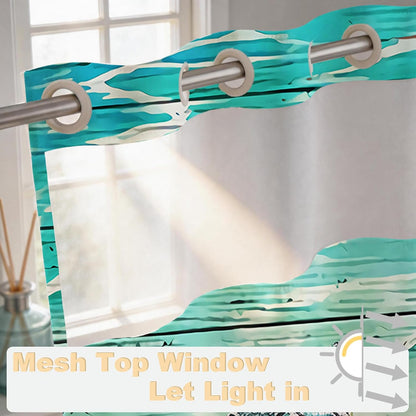 Nautical Green Sea Turtles Beach Theme Fabric Shower Curtain Sets Bathroom Blue Ocean Decor with Grommets and Hooks - 72 x 72 Inch Teal