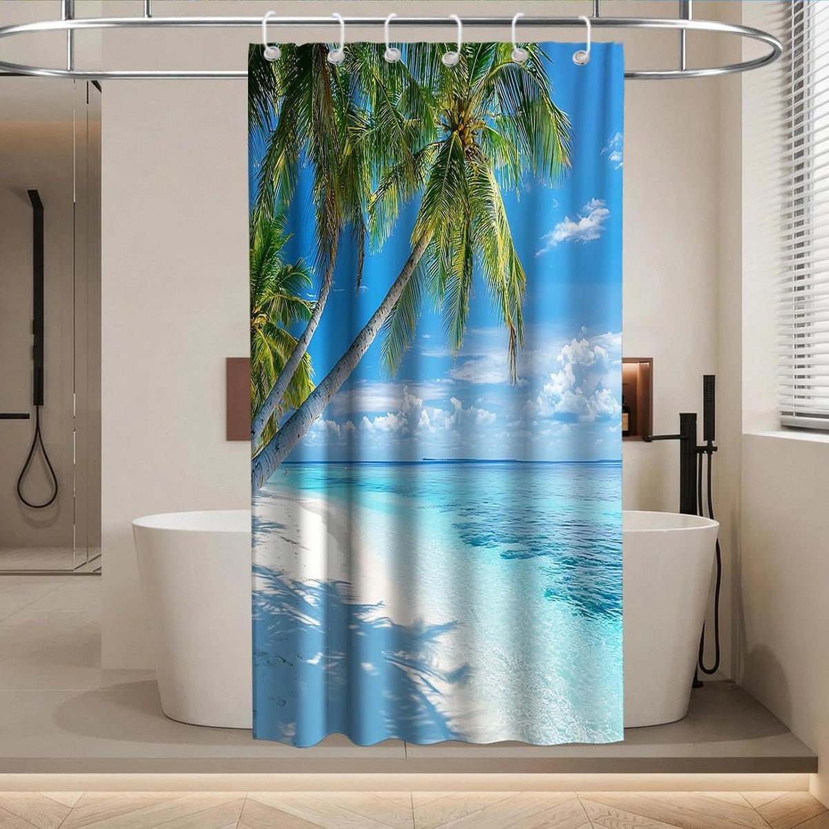 Nautical Green Sea Turtles Beach Theme Fabric Shower Curtain Sets Bathroom Blue Ocean Decor with Grommets and Hooks - 72 x 72 Inch Teal