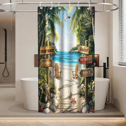 Nautical Green Sea Turtles Beach Theme Fabric Shower Curtain Sets Bathroom Blue Ocean Decor with Grommets and Hooks - 72 x 72 Inch Teal