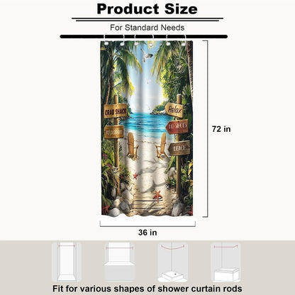Nautical Green Sea Turtles Beach Theme Fabric Shower Curtain Sets Bathroom Blue Ocean Decor with Grommets and Hooks - 72 x 72 Inch Teal