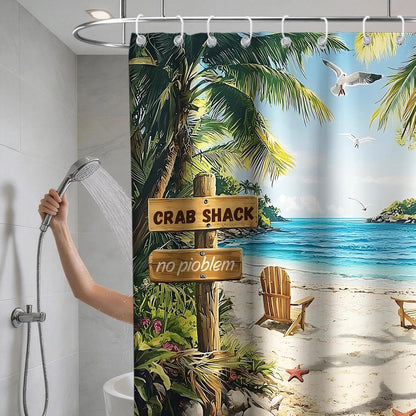 Nautical Green Sea Turtles Beach Theme Fabric Shower Curtain Sets Bathroom Blue Ocean Decor with Grommets and Hooks - 72 x 72 Inch Teal