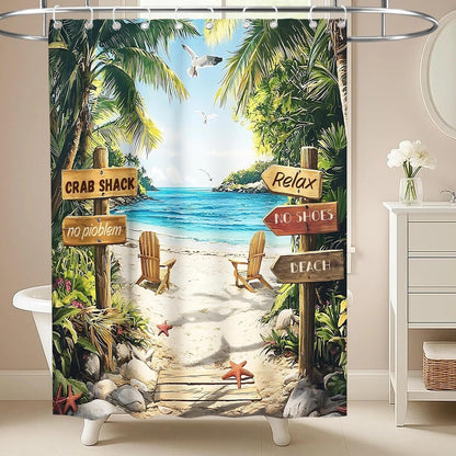 Nautical Green Sea Turtles Beach Theme Fabric Shower Curtain Sets Bathroom Blue Ocean Decor with Grommets and Hooks - 72 x 72 Inch Teal