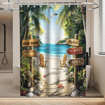 Nautical Green Sea Turtles Beach Theme Fabric Shower Curtain Sets Bathroom Blue Ocean Decor with Grommets and Hooks - 72 x 72 Inch Teal