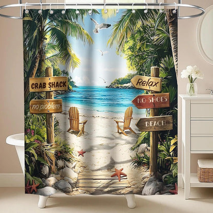 Nautical Green Sea Turtles Beach Theme Fabric Shower Curtain Sets Bathroom Blue Ocean Decor with Grommets and Hooks - 72 x 72 Inch Teal