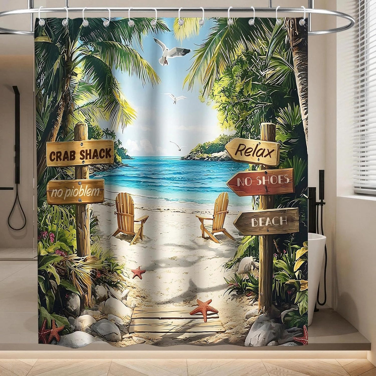 Nautical Green Sea Turtles Beach Theme Fabric Shower Curtain Sets Bathroom Blue Ocean Decor with Grommets and Hooks - 72 x 72 Inch Teal