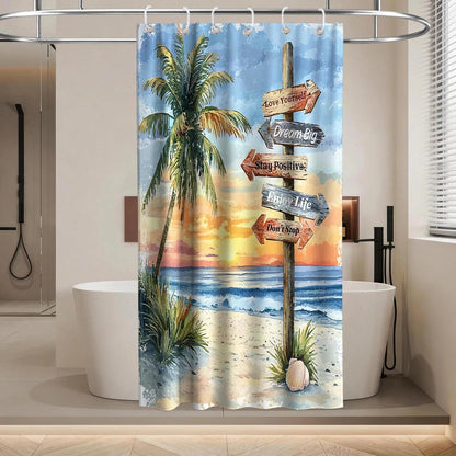 Nautical Green Sea Turtles Beach Theme Fabric Shower Curtain Sets Bathroom Blue Ocean Decor with Grommets and Hooks - 72 x 72 Inch Teal