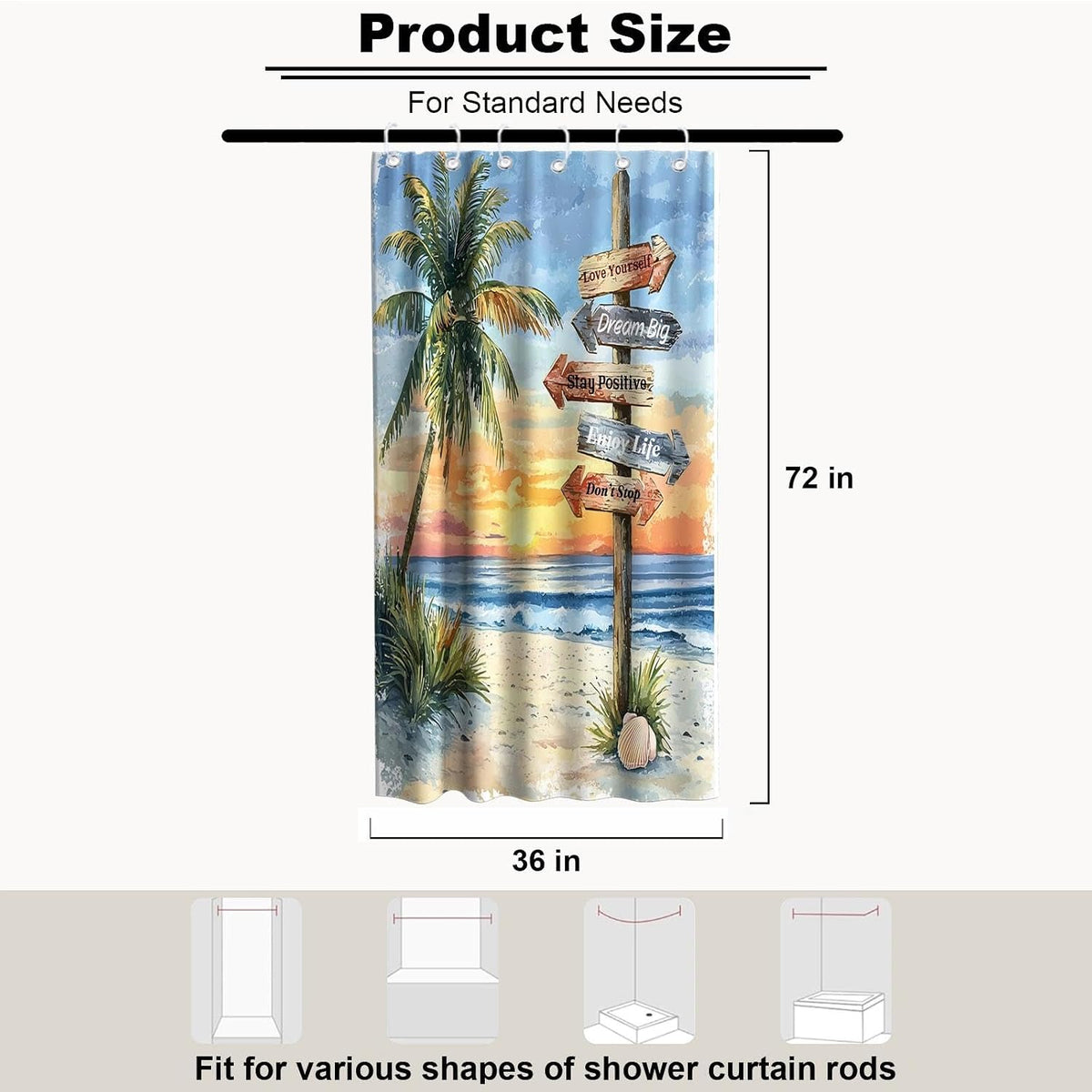 Nautical Green Sea Turtles Beach Theme Fabric Shower Curtain Sets Bathroom Blue Ocean Decor with Grommets and Hooks - 72 x 72 Inch Teal