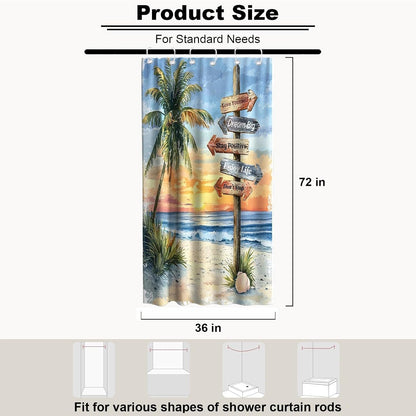 Nautical Green Sea Turtles Beach Theme Fabric Shower Curtain Sets Bathroom Blue Ocean Decor with Grommets and Hooks - 72 x 72 Inch Teal