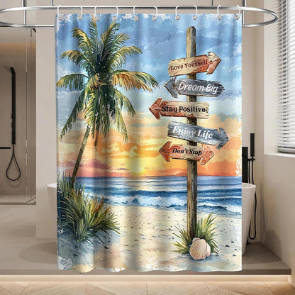Nautical Green Sea Turtles Beach Theme Fabric Shower Curtain Sets Bathroom Blue Ocean Decor with Grommets and Hooks - 72 x 72 Inch Teal