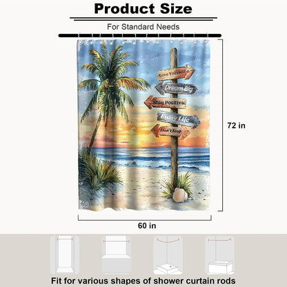 Nautical Green Sea Turtles Beach Theme Fabric Shower Curtain Sets Bathroom Blue Ocean Decor with Grommets and Hooks - 72 x 72 Inch Teal