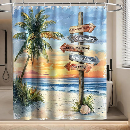 Nautical Green Sea Turtles Beach Theme Fabric Shower Curtain Sets Bathroom Blue Ocean Decor with Grommets and Hooks - 72 x 72 Inch Teal