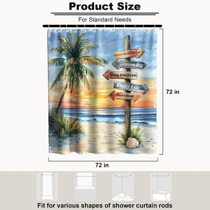 Nautical Green Sea Turtles Beach Theme Fabric Shower Curtain Sets Bathroom Blue Ocean Decor with Grommets and Hooks - 72 x 72 Inch Teal