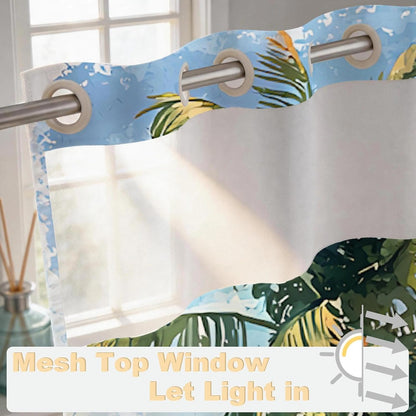 Nautical Green Sea Turtles Beach Theme Fabric Shower Curtain Sets Bathroom Blue Ocean Decor with Grommets and Hooks - 72 x 72 Inch Teal