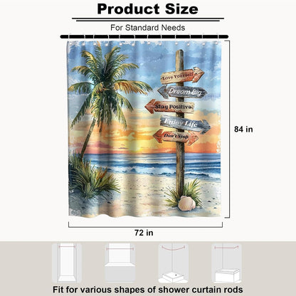 Nautical Green Sea Turtles Beach Theme Fabric Shower Curtain Sets Bathroom Blue Ocean Decor with Grommets and Hooks - 72 x 72 Inch Teal