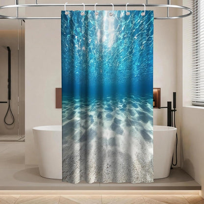 Nautical Green Sea Turtles Beach Theme Fabric Shower Curtain Sets Bathroom Blue Ocean Decor with Grommets and Hooks - 72 x 72 Inch Teal