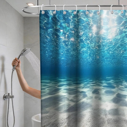 Nautical Green Sea Turtles Beach Theme Fabric Shower Curtain Sets Bathroom Blue Ocean Decor with Grommets and Hooks - 72 x 72 Inch Teal